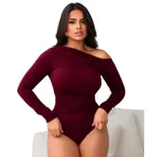 Body Manga Longa Drapeado Feminino Tendência Moda Blogueira Outono/Inverno