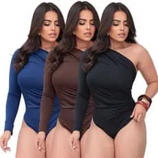 Kit 3 Body Feminino Mula Manca Suplex Moda Blogueira Confortável Ajuste Perfeito