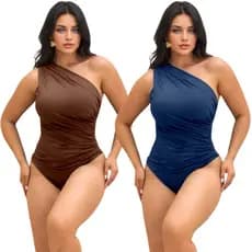 Kit 2 Body Feminino Mula Manca Um Ombro Justo Nula Manga Básica Estilosa Supplex Look Elegante