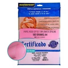 Papel Colorido A4 180g Diplomata Offset 50 Fls Masterprint Cor Rosa.