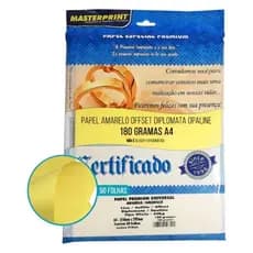 Papel Colorido A4 180g Diplomata Offset 50 Fls Masterprint Cor Amarelo.