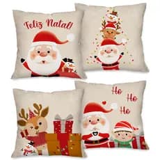 CAPAS NATALINAS Kit com 4 Capas para Almofadas Decorativas 45X45 Direto de Fabrica
