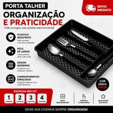 Porta Talher Organizador Preto | Divisória de Talheres Resistente Cozinha Kit 1 até 4 Unidades