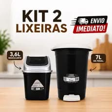 Lixeira 7L com Pedal + Lixeira 3,6L Tampa Basculante Casa Cozinha Escritório
