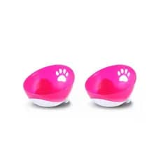 Kit 2 Comedouro e Bebedouro Inclinado Cão e Gato Tam G Pet Injet Rosa