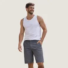 Bermuda Sarja 100% Algodão Leve Masculina Casual Confortável Cintura Ajustável Verão Dia a Dia Moda Premium