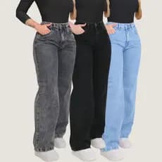 Calça  Wide Leg Juvenil Calca Jeans Feminina  Pantalona