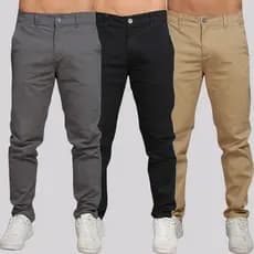 Kit 3 Calça Sarja Masculina Calca Masculino C/lycra Elastano
