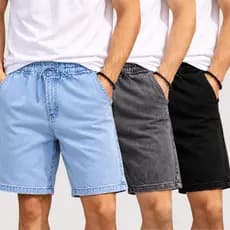 Bermuda Jeans Masculina Short Jeans Grafite Estonada Casual Elástico na Cintura Moda Streetwear Premium P ao GG