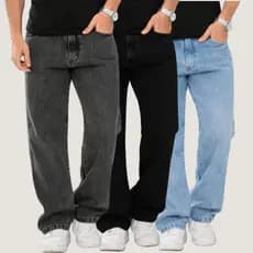 Kit 3 Calça Balão Jeans Masculina Bag Boca Larga Streetwear