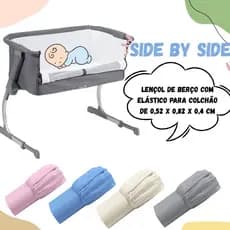 LENÇOL PARA BERÇO PORTATIL SIDE BY SIDE SAFETY OU COSCO PLUGGY 100% MICROPERCAL 300FIOS