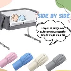 LENÇOL PARA BERÇO PORTATIL SIDE BY SIDE SAFETY OU COSCO PLUGGY 100% MICROPERCAL 300FIOS