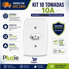 Kit 10 Conjunto Embutir 4x2 1 Tomada 2p+t 10A Pluzie 250v Branco