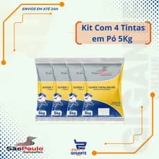Kit 4 ou 5 Tinta em Pó Super Para Parede Cor Branca Lavável 5 Kg Sampaflex