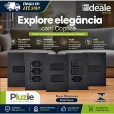 Tomada Interruptor Preto Fosco Linha Caprice Pluzie