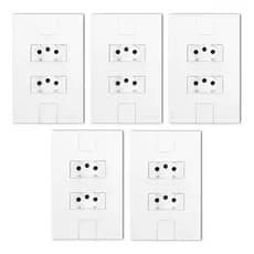 Kit 5 Tomadas Dupla 20a Pluzie Modular Caprice Cor Branco 4x2