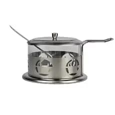 Açucareiro de Vidro e Aço Inox com Tampa e Colher 200 ml
