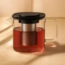 Chaleira de Vidro 1 Litro 1000 ml com Infusor Bule Jarra Café Chá Bebidas Quentes mesa