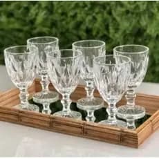 Jogo de 6 Taças de Vidro Diamond 340 ml Transparente Vidro Grosso.