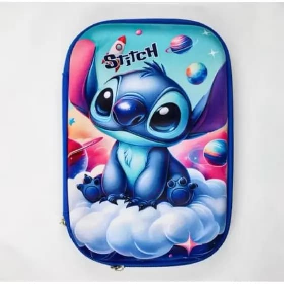 Estojo Escolar Infantil 3D com Divisórias Stitch Homem Aranha Sonic Barbie Menina Menino voltas as aulas