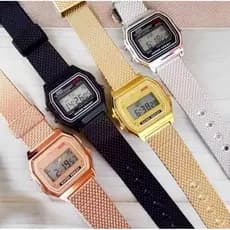 Relógio Vintage Retrô Digital Rosa Prateado e Preto Feminino e  Masculino