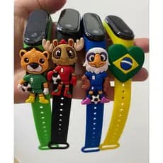 Relógio Digital Infantil Led Copa do Mundo Mascote Brasil