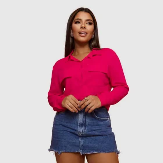 Blusa Feminina Elegante Casual Modelo Social Viscolinho Com Elastano