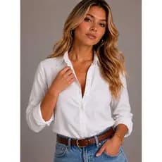Camisa Social Feminina Viscolinho Manga Longa Blusa Feminina Básica Casual Elegante