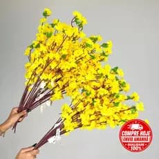 Flor Artificial Cerejeira Kit 10 A 40 Unidades Pessegueiro 65CM Decoração -A-504 Amarelo
