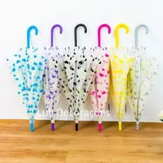 Guarda Chuva Bengala Sombrinha Coração Transparente longo automático - LS802075