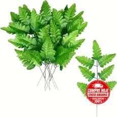 Kit de 10 a 40 Folhas De Samambaia Folhagem Artificial Decoração Casamento - HY802884 VERDE CLARO
