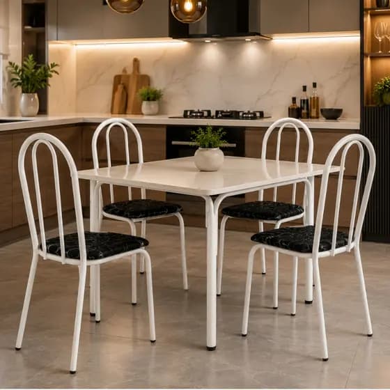 Kit 4 Cadeiras de Jantar Cozinha Sala Área Buffet Tubolar Mesa
