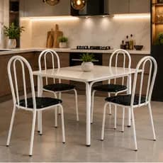 Kit 4 Cadeiras de Jantar Cozinha Sala Área Buffet Tubolar Mesa