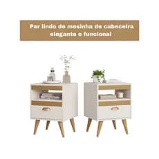 Kit 2 Mesas de Cabeceira Casal Criado Mudo com Gaveta Moderno para Quarto