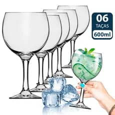 Jogo de 6 Taças Gin 600ml Tonica Bebidas Vinhos De Vidro Cristalino Nadir Figueiredo drinks taça gyn