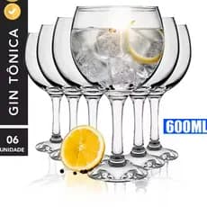 6 Taças Gin Tonica 600ml Vidro Nadir Conjunto  Bebidas Drinks Eventos Jogo de Louças