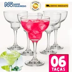 Jogo 6 Taças Margarita Nadir 375ml Vidro Reforçado Drink Ergonomica Multiuso Coquetéis Gourmet Luxo
