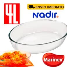 Tigela Oval de Vidro Resistente Clássic Assadeira Grande 4Litros Forma Marinex Lasanheira 39cm Funda