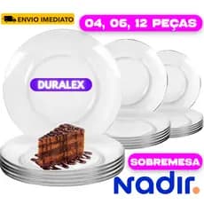 Kit 06/04/12 Prato Sobremesa Astral Duralex Conjunto Vidro Resistente Transparente Redondo  Buffet
