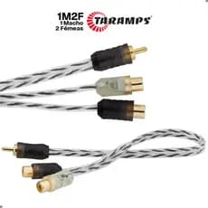 Cabo Y 1M 2F 1 Macho 2 Fêmeas Injetado RCA Flexível Transparente Taramps para Som Automotivo