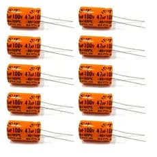 Conjunto 10 Capacitores Bipolares 47uF 100V para Driver Corneta Laranja Longa Vida Útil Fácil Instalação