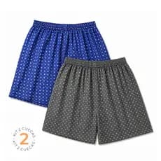 Kit 2 Shorts Samba Canção Masculino Pijama Adulto Estampas Sortidas Tecido Leve e Confortável
