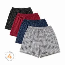 Kit 4 Samba Canção Masculino Short de Pijama Adulto Tecido Leve e Confortável Cores Sortidas