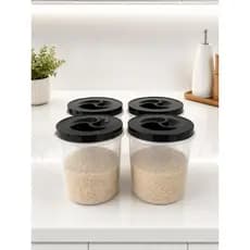 KIT 4 Potes 6 Litros  Multiuso Transparente com Tampa | Porta Mantimentos Grande BPA Free Cozinha