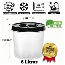 Pote De Arroz  Mantimento Grande 6 litros Plastico Tampa de Rosca hermetico Multiuso