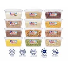 Kit 12 Potes Herméticos 2 Litros Transparente BPA Free Freezer Microondas Multiuso