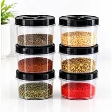 Jogo De Potes Mantimentos 300ml Plastico Tampa de Rosca Hermetico Multiuso