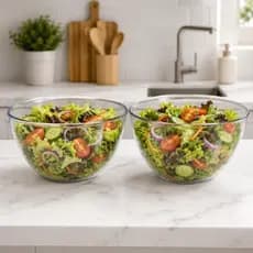 Kit 2 Tigelas Bow  Acrílicas Transparentes 3,5 Litros –Saladeira  Ideal para Saladas e Refeições