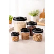 Kit 5 Potes Mantimentos Alimentos Jogo De Lata Cozinha Rosca