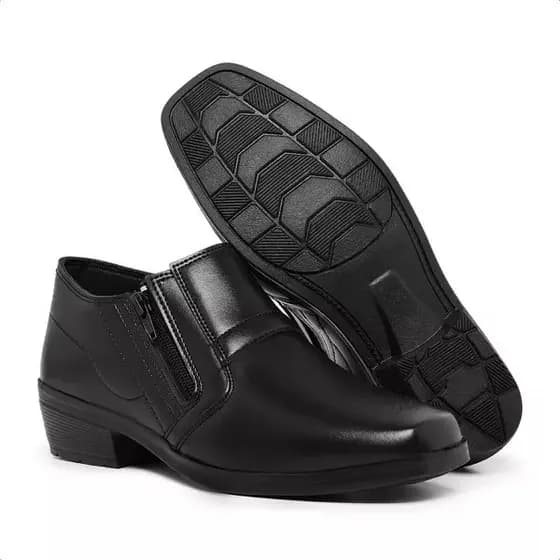 Botina Masculina Preta Confortável Casual Couro Sintético Leve Durável Antiderrapante Ref.C051